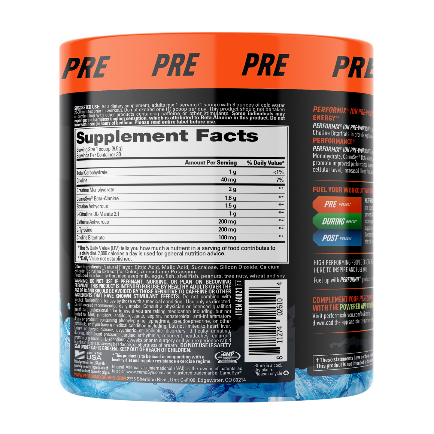 ION PRE-WORKOUT ブルーアイス味 30杯分 トレーニングの質が向上します