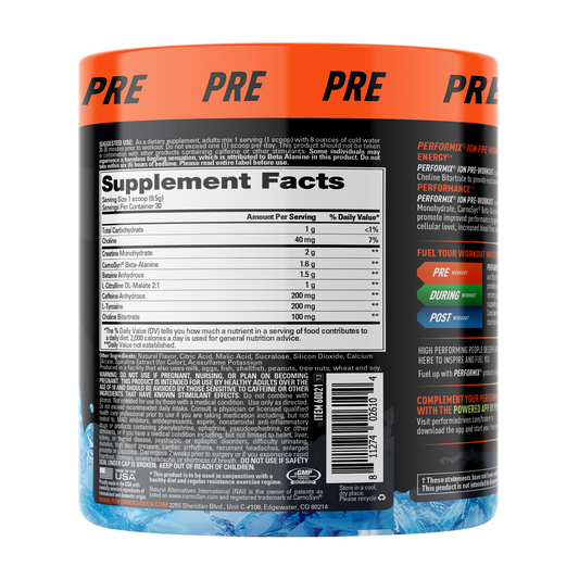 ION PRE-WORKOUT ブルーアイス味 30杯分 トレーニングの質が向上します